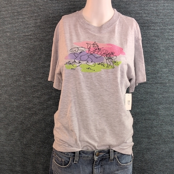 Tom And Jerry Embroidered Tee Shirt - Picture 1 of 9